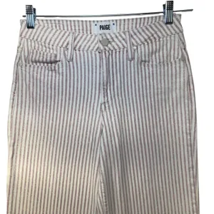 PAIGE Nellie‎ Culotte High Rise Pink White Striped Wide Leg Jeans Size 26 thumbnail 4