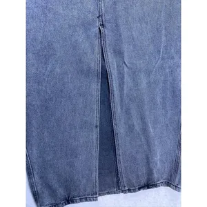 West of Melrose Denim‎ Maxi Skirt Womens 30 Gray Front Slit High Rise Long Jean thumbnail 5