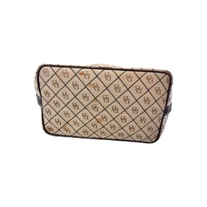 DOONEY & BOURKE Vintage Y2K Monogram Canvas Hobo Shoulder Brown Tan Leather Trim thumbnail 4