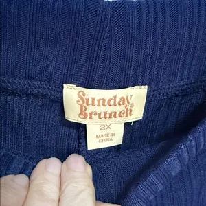 Sunday Brunch 2X NWT Rib Knit Lounge Set Deep Blue Soft‎ Comfy Cozy Chic thumbnail 10
