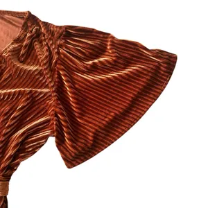 Women's‎ Formal Rust Colored V-neck Ribbed High Low Velvet Wrap Dress Sz Medium thumbnail 7