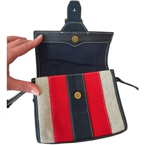 Tory Burch Maritime Stripe Crossbody Canvas Red‎ Ivory Nautical thumbnail 11