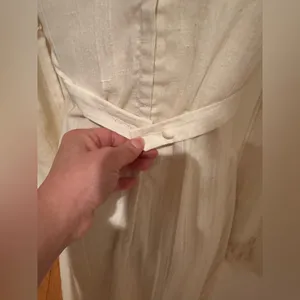 1970’s Prairie-Style Delicate Vintage Cream Puff Sleeves high neck bodice, waist thumbnail 16