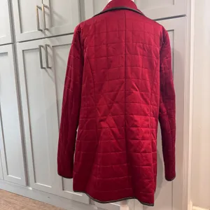Pendleton Womens Quilted Barn Jacket Red Faux Leather Trim Snap Front Coat XL thumbnail 3