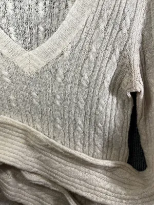 Aeropostale Cream V-Neck Cable Knit Sweater thumbnail 4