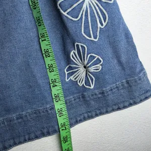 Free Assembly‎ NWT 48Y Floral Embroidered Denim Mini Shirt Dress Medium Wash XL thumbnail 9
