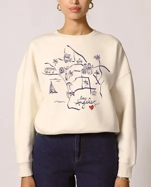 CLEOBELLA Los Angeles California Sweatshirt‎ Pullover Graphic Map Hearts L.A. XL thumbnail 1