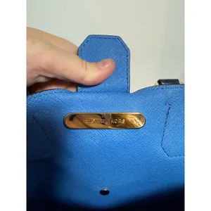 Michael Kors Saffiano Leather Satchel Womens Navy Blue Gold Hardware Handbag thumbnail 15