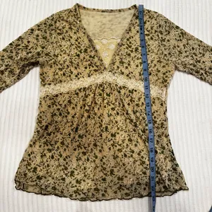 Euro Micromesh Women's Babydoll Dainty Floral Cream Lace Top Lettuce Trim Size M thumbnail 10