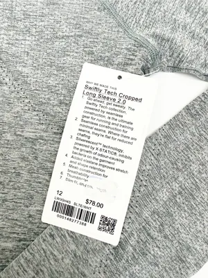 Lululemon Swiftly Tech Cropped Long-Sleeve Shirt 2.0 Slate Grey/White Top thumbnail 15