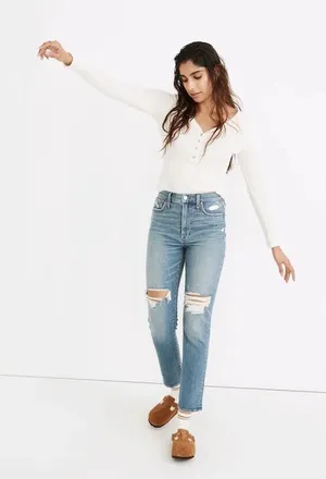 Madewell Perfect Vintage Jean Womens 32 Blue NWT Distressed Denman Wash NC328 thumbnail 1
