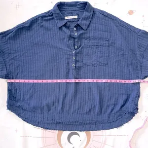 We The Free Ava Oversized Button Front Collared Short Sleeve Top Shaded Lake XS thumbnail 7