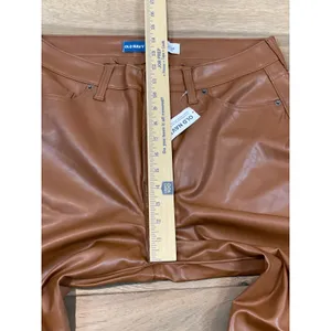 Old Navy Pants Size 14 Tan Faux Leather High Rise OG Loose Button Zip Front NWT thumbnail 5