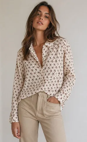 Reiss NWOT Pia Printed Geometric half button up - 2 ($228) thumbnail 1