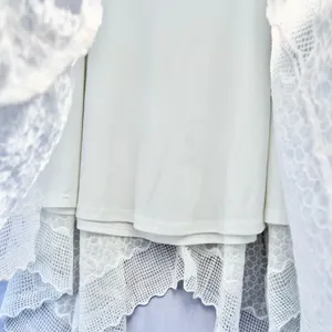 Vintage | Mid-Rise Lace Crochet Asymmetrical Midi Skirt In White Size Large thumbnail 4