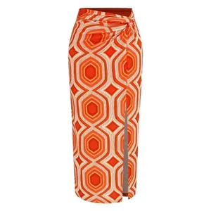Nordstrom NWT Cider Mid Rise Geometric Twist Split Maxi Skirt Large thumbnail 3