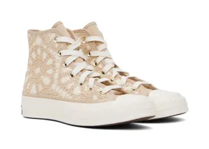 Converse Crochet Off-White & Beige Chuck 70 Hi Sneakers thumbnail 1