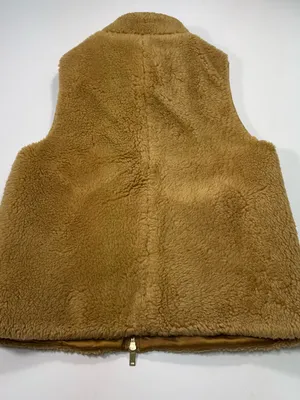 J. Crew Camel Teddy Fleece With Gold Zip Vest Size Medium thumbnail 9