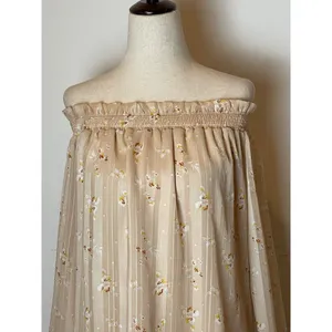 Wayf Dress Women Large Cream‎ Off The Shoulder Long Sleeve Floral Flowy Tunic thumbnail 6