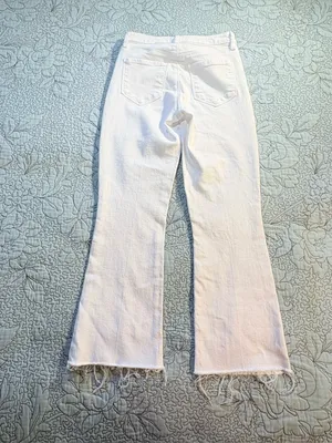 💥L’AGENCE Kendra High Rise Cropped Flare Jeans Blanc White Raw Hem Sz 24💛 thumbnail 4