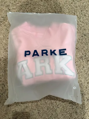 Parke varsity mockneck sweatshirt sprinkle pink and blue S/M thumbnail 5