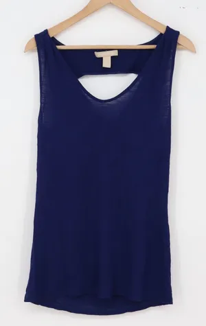 Banana Republic Tank Top Womens M Mythic Blue Cowl Back Cutout Excellent thumbnail 1
