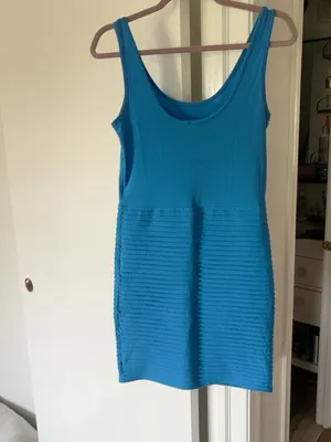 Vero Moda Blue Fitted Textured Sleeveless Mini Dress S thumbnail 2