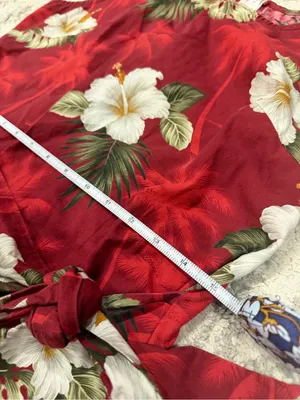 Vintage Pacific Legend Hawaiian Wrap Dress Red Floral 100% Cotton Large thumbnail 6