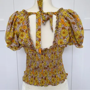 Milk + Honey Smocked Floral Shirt thumbnail 2