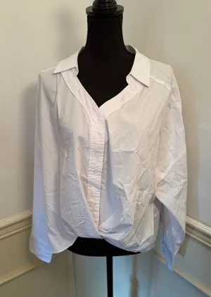 Revolve House of Harlow 1960 White Asymmetric Twist Front Button Down Shirt thumbnail 1