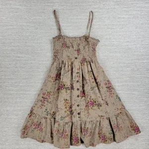 VTG Rachel & Chloe Smocked Dress Womens S Tan Floral Convertible Straps Cottage thumbnail 8