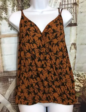 MOSSIMO overlap front V-neck crisscrossed back straps Palm Tree tank size M top thumbnail 1