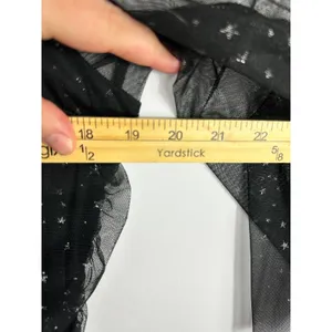 Express Black Celestial Star Ruched Top Sheer Long Sleeve Whimsigoth Y2K Indie‎ thumbnail 4