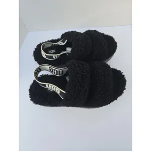 UGG Oh Fluffita Women’s Platform Slingback Slippers Size 6 Black thumbnail 4