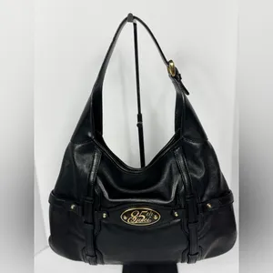 GUCCI Vintage BLACK LEATHER 85TH ANNIVERSARY GG MONOGRAM HOBO BAG thumbnail 14