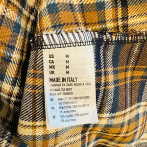 American Eagle Plaid Pinafore Dress Made‎ in Italy Brown Navy Sz M Pockets Mini thumbnail 4