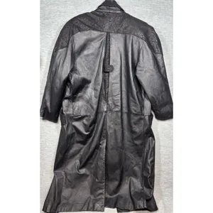 Global Identity G-III Womens Black Leather Paisley Embossed Trench Coat Duster L thumbnail 9