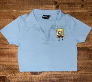 Nickelodeon Ribbed Polo 🍍 SpongeBob 🧽 Crop Top thumbnail 1