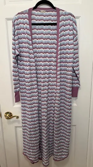 Free People Intimately Longline Cardigan Duster Chevron‎ Knit Lounge Size Medium thumbnail 1
