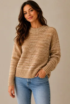 Lord & Taylor Women’s XS Wool Blend Marled Chunky Knit Sweater Rusted Granola thumbnail 1