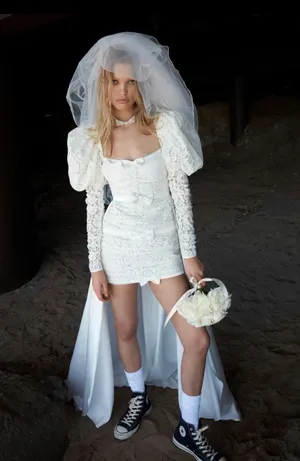 For Love & Lemons Colette Bridal Gown with Detachable Train Size S NWT thumbnail 3