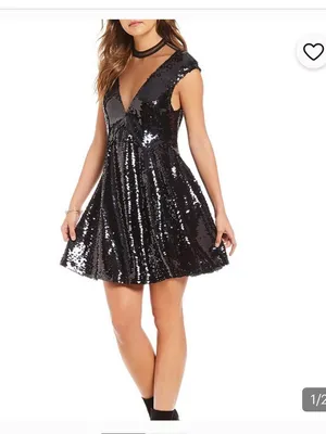Free People Sequin V-Neck Sleeveless Party Dress in Metallic Black | Size Medium thumbnail 2