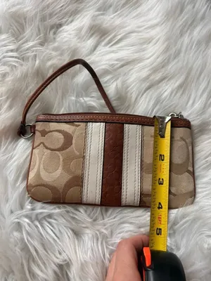 Coach Y2K brown wristlet small signature sees with the leather strip thumbnail 5