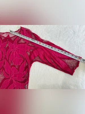 Surya Pink Beaded Sheer Floral Lace Top Boho Y2K Blouse Size L thumbnail 7