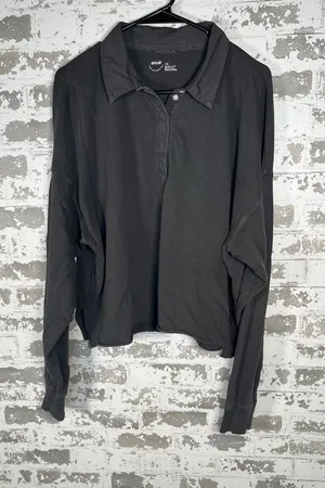 Aerie | women dark gray Henley shirt thumbnail 1