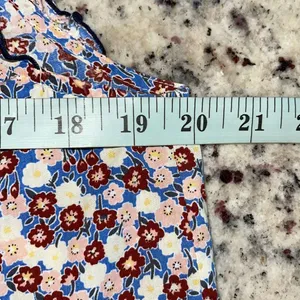 English Factory Womens Floral Ruffle Cap Sleeve Blouse Top Blue‎ Brown Sz Medium thumbnail 5