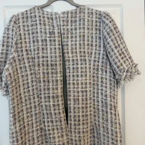POL Tweed Dress LG White Colorful Plaid Fringe Button Detail Business Dressy‎ thumbnail 7