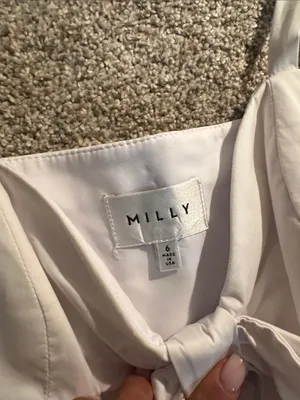 Milly White Bow-Front Button Dress thumbnail 3