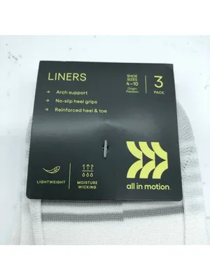 All in Motion Womens Liners Socks Arch Support Striped 3 Pack White 4-10 thumbnail 2