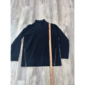 Athleta Cozy Karma Side Zip Mock Neck Sweatshirt Women's Medium Black Soft-Lined thumbnail 5